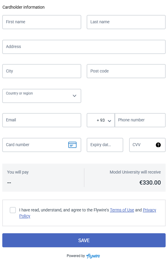 Save card and pay